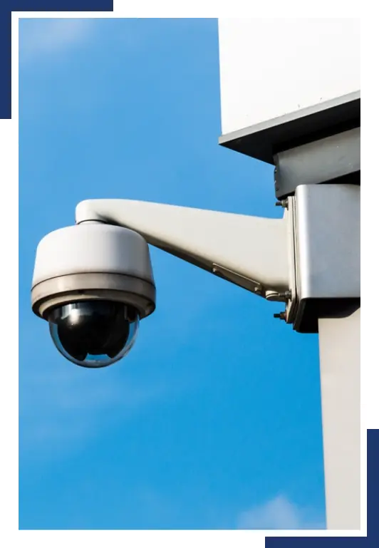 Commercial dome security camera mounted for business surveillance